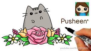 How To Draw Flowers Easy With Pusheen Youtube Flower Drawing Simple Flower Drawing Cute Drawings