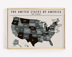 printable us map poster united states map printable usa etsy