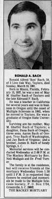 Obituary for Ronald Alfred BACH, 1937-1991 (Aged 54)