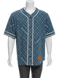 Vintage louis vuitton dapper bomber jacket. Louis Vuitton X Supreme Monogram Denim Baseball Shirt Clothing Lousu20354 The Realreal