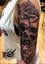 Skull And Roses Tattoo Skulltattoo Rosestattoo Marlins Tattoos Marlinstattoos Tattoos Rose Tattoos Skulls And Roses