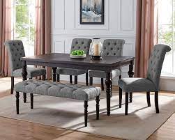 Available in fixed or extendable versions. Buy Roundhill Furniture Aneta Urban Style Dark Washed Wood Dining Set Table 4 Chairs And Bench Gray Online In Turkey B07w3qpgkm