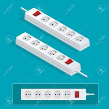 Moderne Rallonge Electrique Sur Un Fond Blanc Prise De Courant Brancher Illustration Isometrique Clip Art Libres De Droits Vecteurs Et Illustration Image 64112245