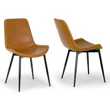 | 19 w set of 2 fabiana dining chair bi cast leather burnt black modern wood base. Glamour Home Set Of 2 Alary Caramel Brown Faux Leather Modern Dining Chair With Black Iron Legs Ghdc 1203 The Home Depot