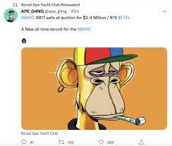 Wu Blockchain On Twitter On October 26th Bored Ape Yacht Club 8817 Was Sold On The Sotheby S Metaverse Nft Platform For 819 Eth Worth About 3 408 Million Us Dollars A Record High Https T Co Hedjl0rju7