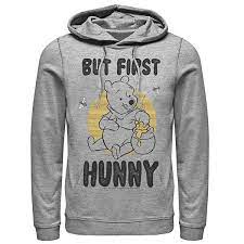 Mens winnie the pooh hoodie. Men S Disney Winnie The Pooh But First Hunny Honey Hoodie