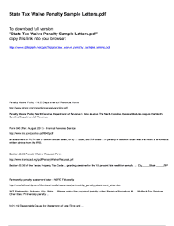 Use this letter to request that your insurance company relax or waive (agree not to enforce) their requirement that you itemize surveys of previous disaster survivors confirm that many insurers have waived this itemization requirement in the past. Sample Letter To Irs To Waive Penalty Fill Online Printable Fillable Blank Pdffiller