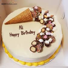 Cake Decorating Birthday Cake Images Download With Name The Name Ali Is Generated On Write Name On Ice Cream Cake And Wish Awesomely Image Download And Ice Cream Cake Ice Cream Birthday Cake Birthday Cake Writing