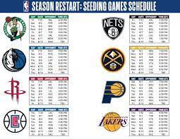 Maybe you would like to learn more about one of these? Kevin O Connor On Twitter Here S The Full Nba Schedule For The Seeding Games Per The Nba Up To Seven Games Per Day Games Starting Between 12pm And 9pm Et Basketball All Day