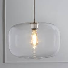 Sculptural Glass Pebble Pendant Light Large Clear