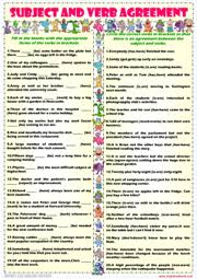 To download/print, click on the button bar on the bottom of the worksheet. Subject Verb Agreement Esl Printable Worksheets And Exercises