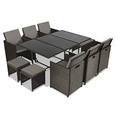Idmarket Salon De Jardin Encastrable Merida Gris 10 Places Resine Tressee Salon De Jardin Encastrable Grande Table A Manger Salon De Jardin