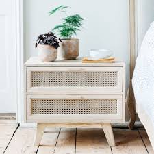 Two drawer chest handcrafted canvas bedroom nightstand/bedside table. Esben Two Drawer Bedside Table Graham Green