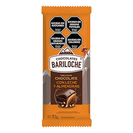 Chocolate Bariloche con Leche y Almendras por 70 gramos