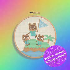 Animal Crossing New Horizons Tom Nook Island Scene 8bit Cross Etsy In 2021 Animal Cross Stitch Patterns Cross Stitch Patterns Cross Stitch Animals