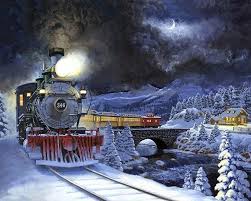 Slow Train Coming Snow Winter Painting Art Canvas Wall Poster Christmas Train Train Posters Train Art