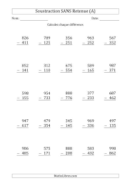 Leçons, exercices et evaluations corrigés sur le programme de numeration calcul. Soustraction D Un Nombre A 3 Chiffres Par Un Nombre A 3 Chiffres Sans Retenue A