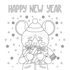 Get this free chinese new year coloring page and many more from primarygames. Happy New Year 2020 Vector Print With Cute Rat Stock Vector Illustration Of Celebration Coloring 165644125