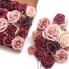 I had people come up and touch my silk bridal bouquet just. Ling S Moment Luxury Burgundy Artificial Flowers Box Set For Diy Wedding Bouquets Centerpieces Arrangements Party Baby Shower Home Decorations Buy Online In Bahamas At Bahamas Desertcart Com Productid 164107684