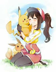 Girl Pikachu Brown Hair Female Protagonist Pokemon Pokemon Go Eevee Blush Kawaii Anime Kawaii Anime Anime Cute Pokemon