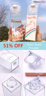 Portable Cup Novelty Milk Carton Shaped Cartoon Unicorn Printed Water Bottle Diy Water Bottle Unicorn Water Bottle Water Bottle Stylish, reusable, lightweight, durable, and leak proof. portable cup novelty milk carton shaped