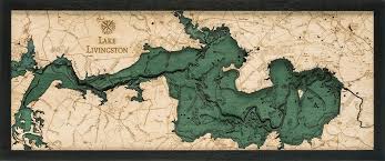 Lake Livingston 3 D Nautical Wood Chart 13 5 X 31