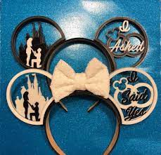 Matching Set Of 3d Printed Disney Engagement Ear Headbands Disney Engagement Disney Engagement Rings Disney Proposal