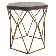 Threshold Metal Hexagon Table With Wood Top Metal Accent Table Geometric Side Table End Tables