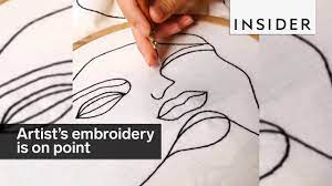 One line drawings abstract faces & seamless patterns. This Artist S Embroidery Is On Point Youtube