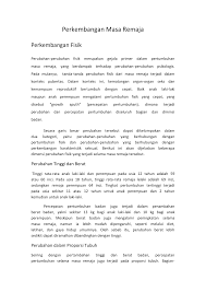 Perkembangan Masa Remaja Perkembangan Fisik Perubahan