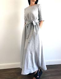 Linen Maxi Dress With Belt Loose Linen Casual Dress Modern Etsy Linen Maxi Dress Linen Casual Dress Maxi Dress With Sleeves