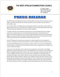 Waec Nigeria On Twitter Press Release On The Just Concluded 69th Meeting Of The Nigeria Examinations Committee Nec