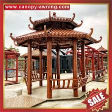 Gazebos have their own natural charm and traditionally have a domed, covered roof with an octagon or hexagon shape. Outdoor Garden Aluminium Pavilion Buy Outdoor Park Garden Wood Look Style Aluminum Metal Gazebo Pavilion Pagoda Gloriette Inn Shelter On China Suppliers Mobile 159127249