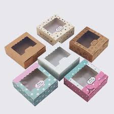 How to make diy instant window gift boxes. 20pcs Paper Gift Box With Window Wedding Kraft Paper Cake Box Food Packaging Candy Cookies Cupcake Packaging Box Window Cake Box Gift Bags Wrapping Supplies Aliexpress