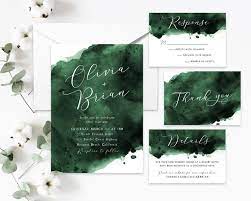 Emerald Green Watercolor Wedding Invite Modern Calligraphy Etsy In 2021 Green Wedding Invitations Emerald Green Weddings Green Themed Wedding
