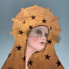 Very hard to capture the beauty of this Helene Wilder painting in photos  but she stand radiant and iconic in her 72x36 inch size here at the gallery  🙏🏻 #madonna #sacredheart