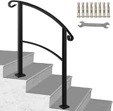 The stairs are more often than not realising centrepieces for any home's theme. Vevor 3 Step Adjustable Handrail Fits 2 Or 3 Steps Stair Rail Wrought Iron Handrail Matte Black Walmart Com In 2021 Wrought Iron Handrail Stair Railing Iron Handrails