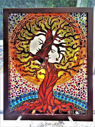 Tree Of Love Art Glass Painting Tree Of Life Family Tree Etsy Family Tree Painting Family Tree Wall Art Glass Painting
