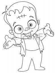 outlined frankenstein kid coloriage halloween a imprimer signe de paix