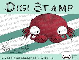 Digitaler Stempel Digi Stamp Krebs Sternzeichen 2 Versionen Outlines In Farbe Miezo