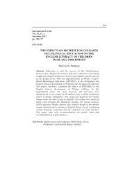 Major content sections of a research report and related critiquing guidelines. Pdf The Effects Of Mother Tongue Based Multilingual Education On The English Literacy Of Children In Silang Philippines