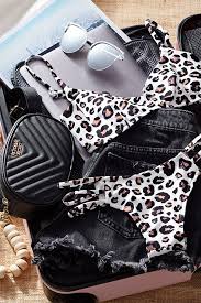 When They Say Just Pack The Essentials This Is What Our Summer Suitcase Looks Like Animal Print Bi Animal Print Swimsuit Animal Print Bikini Print Swimsuit