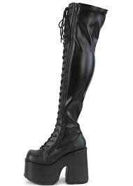 Knee high, very comfy and attractive. Demonia Camel 300 Over The Knee Boot Attitude Clothing
