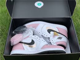 Nike Air Jordan 1 Mid White Pink And Black Trainers 2019 Air Jordan 1 Retro High Og White Pink Black For Girls Girls Shoes Jordan Shoes Girls Womens Shoes Wedges