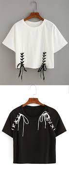 Diy clothes refashion shirt refashion diy kleidung diy vetement diy clothes videos clothes crafts old t shirts gym shirts t shirt diy. Double Lace Up Hem Crop T Shirt Lace Diy Diy Shirt Diy Clothes
