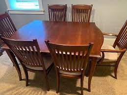 4 chairs handmade solid wood, contemporary bow back windsor design. Richardson Brothers Solid Wood Dining Table With Chairs Dark Cherry Finish Ebay