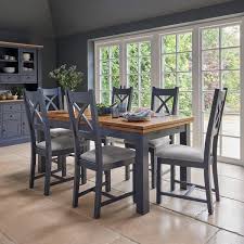All of our extending dining tables can be purchased alone or as a set with four or six dining chairs, but additional dining chairs can also be purchased separately. Blue Extendable Dining Table Highgate Oak Furnitureland Painted Dining Table Blue Dining Tables Dining Table Chairs