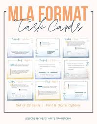 A Set Of 28 Cards For Mla Format And Citation The Perfect Way To Practice How To Embed Quotes Identify Parts Of A Cit Task Cards Task Cards Middle School Mla