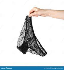 Hand Holding Black Lace Panties. Close Up Stock Photo - Image of  background, knickers: 170101406