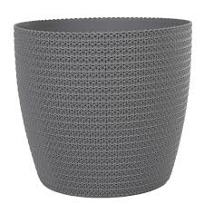 Pot Rond Plastique Effet Maille Gris Grand Modele Pot Jardiniere Et Bac A Fleur Decoration De Jardin Jardin Et Plein Air Gifi